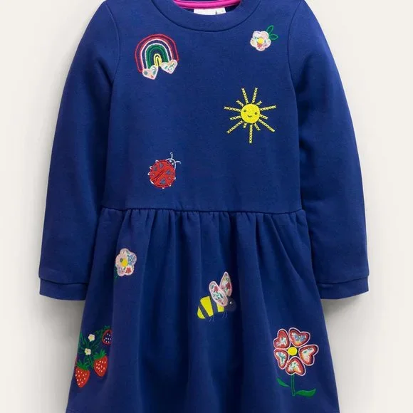 Mini Boden | Dresses | Nwt Mini Boden Embroidered Sweatshirt Dress |  Poshmark